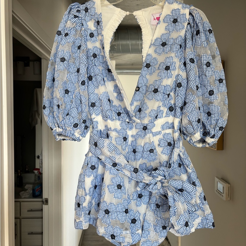 Buddy Love Blue and White Floral Romper